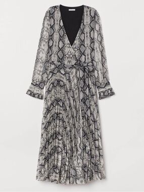 H&M Snake Print Wrap Dress - Black & Cream